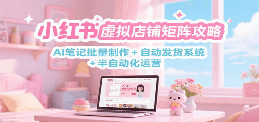 小红书虚拟店铺矩阵攻略：AI笔记批量制作 + 自动发货系统 + 半自动化运营-副业心选