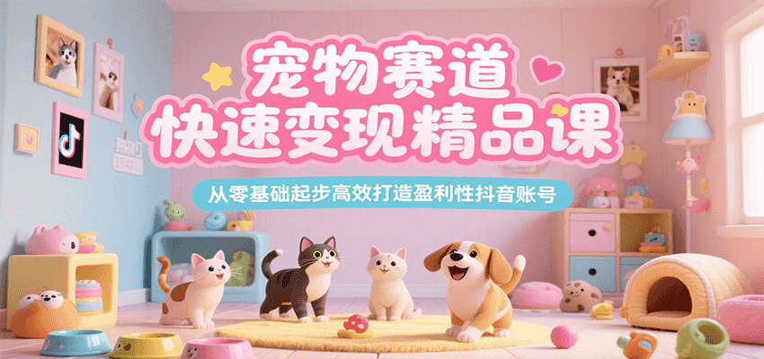 宠物赛道快速变现精品课，从零基础起步高效打造盈利性抖音账号-副业心选