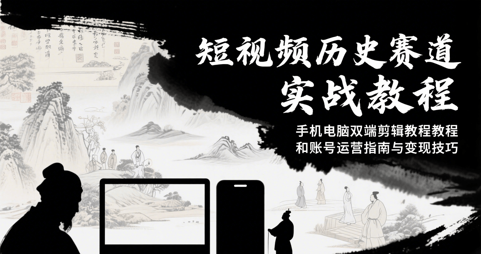 短视频历史赛道实战教程，手机电脑双端剪辑教程和账号运营指南与变现技巧-副业心选