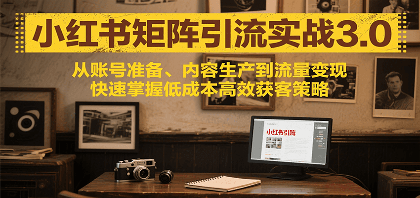 小红书矩阵引流3.0，从账号准备、内容生产到流量变现，快速掌握低成本高效获客策略-副业心选