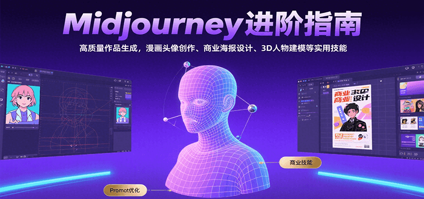 Midjourney进阶指南：高质量作品生成，漫画头像创作、商业海报设计、3D人物建模等 - 副业心选-副业心选