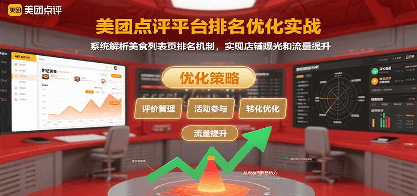 美团点评平台排名优化实战，系统解析美食列表页排名机制，实现店铺曝光和流量提升-副业心选