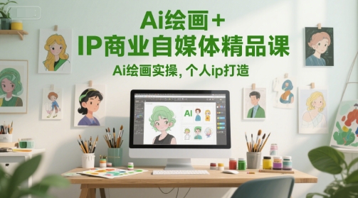 Ai绘画+IP商业自媒体精品课，Ai绘画实操，个人ip打造-副业心选