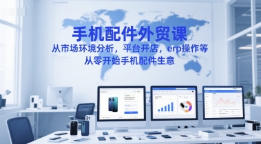 手机配件外贸课，从市场环境分析，平台开店，erp操作等，从零开始手机配件生意-副业心选