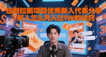 短剧拉新项目优秀新人代表分享新人怎么月入过1W的诀窍-副业心选