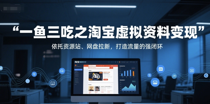 一鱼三吃之淘宝虚拟资料变现，依托资源站、网盘拉新，打造流量的强闭环-副业心选