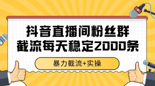 抖音直播间粉丝群暴力截流，一台电脑每天稳定2000条数据【揭秘】-副业心选