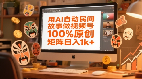 用AI自动民间故事做视频号，100%原创，矩阵日入1k+-副业心选