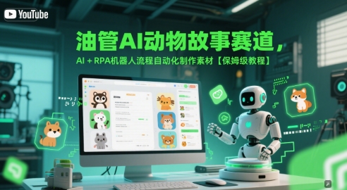 油管AI动物故事赛道，AI+RPA机器人流程自动化制作素材【保姆级教程】-副业心选