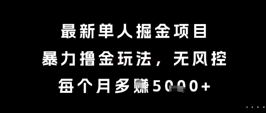 最新单人掘金项目，暴力撸金玩法，无风控，每个月多挣5k+【揭秘】-副业心选