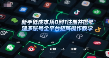 新手低成本从0到1注册并搭建多账号全平台矩阵操作教学，手机号-邮箱-IP-工具-副业心选