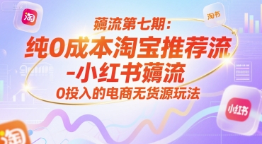 薅流第七期：纯0成本淘宝推荐流-小红书薅流最新版目，0投入的电商无货源玩法(附赠往期)-副业心选