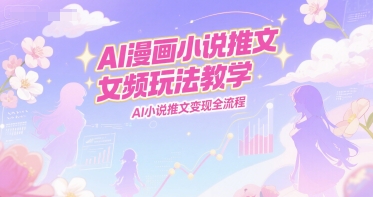 AI漫画小说推文女频玩法教学，AI小说推文变现全流程-副业心选