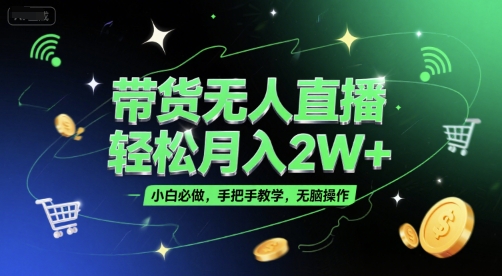 带货无人直播，轻松月入2W+，小白必做，手把手教学，无脑操作(附学习资料)-副业心选