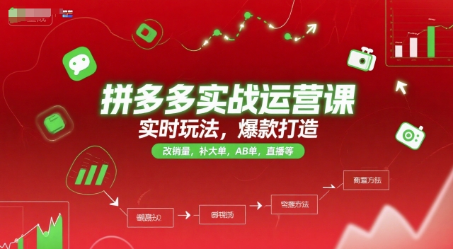 拼多多实战运营课，实时玩法，爆款打造，改销量，补大单，AB单，直播等(更新2025月) - 副业心选-副业心选