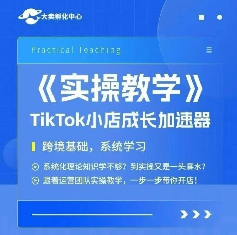 大卖家孵化中心TikTok实操课，TikTok小店成长加速器，跨境基础系统学习，一步一步带你开店-副业心选