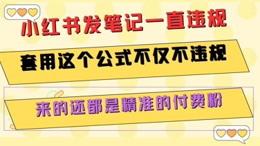 小红书发笔记一直违规，套用这个公式不仅不违规，来的还都是精准的付费粉 - 副业心选-副业心选
