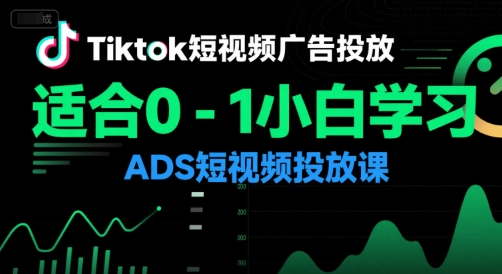 Tiktok短视频广告投放，适合0-1小白学习ADS短视频投放课 - 副业心选-副业心选