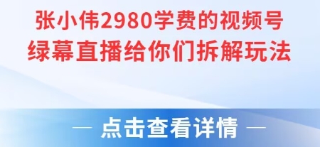 张小伟2980付费额视频号绿幕直播给你们拆解玩法-副业心选
