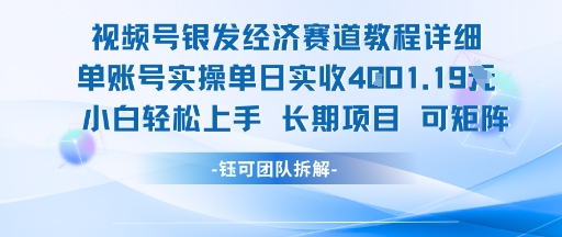 视频号银发经济赛道单账号实操单日实收1k+，小白轻松上手长期项目 - 副业心选-副业心选