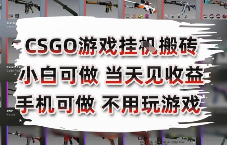 CSGO游戏挂G搬砖，小白纯手机即可操作，不用电脑打游戏，日入3张+，副业网创项目【揭秘】-副业心选