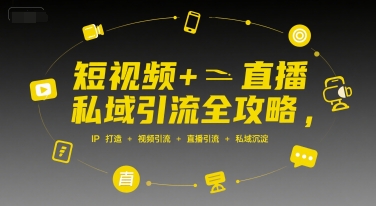 短视频+直播私域引流全攻略，IP打造 +视频引流 +直播引流 +私域沉淀-副业心选