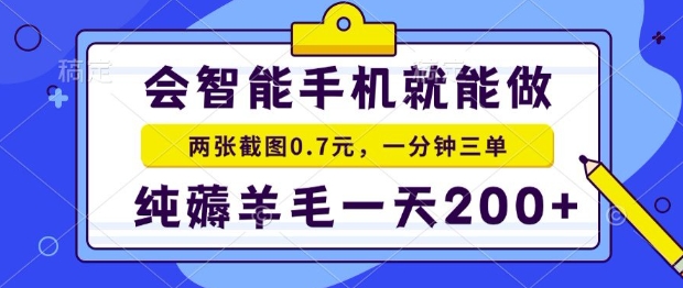 2025年零撸手机项目，二十秒一单，纯薅羊毛，一天200+做就有【揭秘】-副业心选