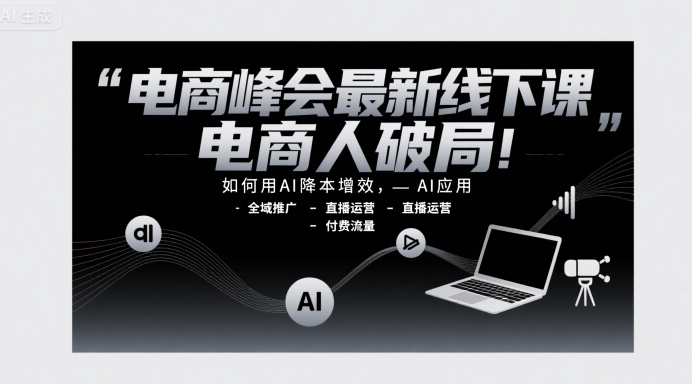 电商峰会最新线下课，电商人破局，如何用AI降本增效，AI应用-全域推广-直播运营-付费流量 - 副业心选-副业心选
