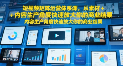 短视频矩阵运营体系课，从素材+内容生产角度快速放大你的商业结果 - 副业心选-副业心选