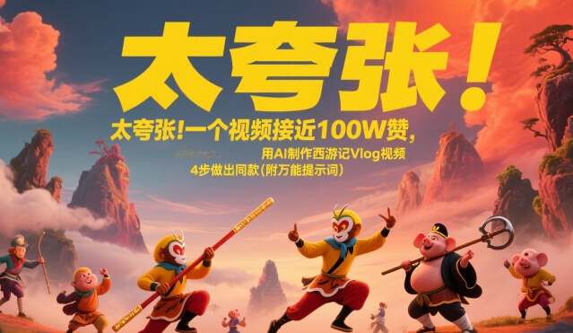 太夸张！一个视频接近100W赞，用AI制作西游记Vlog视频，全流程拆解来了(附万能提示词) - 副业心选-副业心选