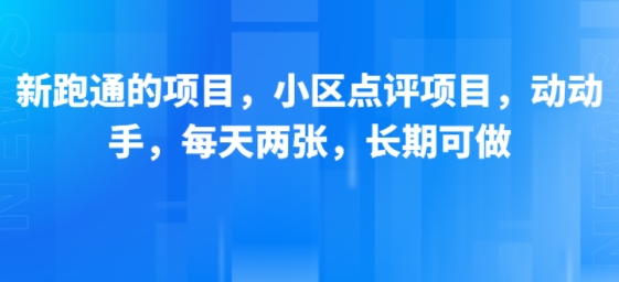 新跑通的项目，小区点评项目，动动手，每天两张，长期可做-副业心选