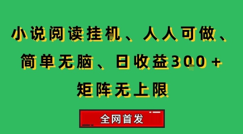 小说挂G阅读，人人可做，简单无脑，一天收益3张+矩阵无限上，全网首发【揭秘】-副业心选