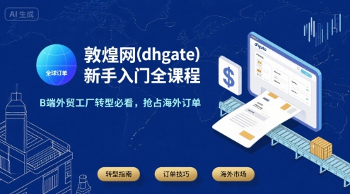 敦煌网(dhgate)新手入门全课程，B端外贸工厂转型必看，抢占海外订单-副业心选