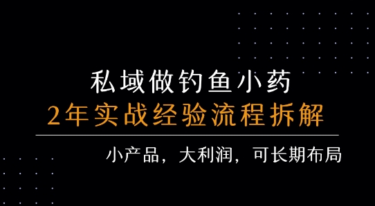 私域做钓鱼小药 每单利润3张+ 详细流程拆解-副业心选