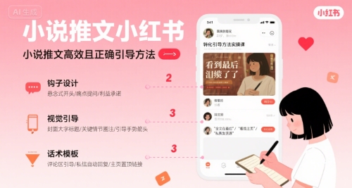 小说推文小红书高转化引导方法实操课，小说推文高效且正确引导方法 - 副业心选-副业心选