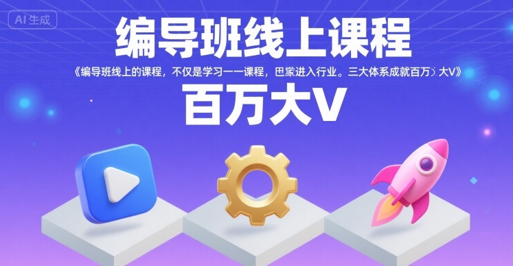 编导班线上课程，不仅是学习一门课程，更是进入一个行业，三大体系成就百万大V-副业心选