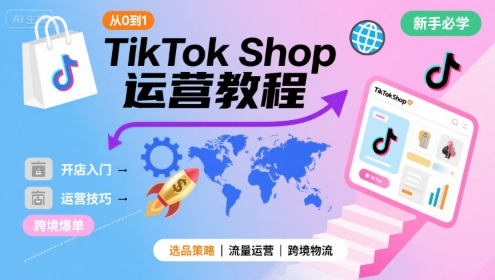 TikTok Shop从0到1运营教程，TikTok跨境电商新手必学课程-副业心选