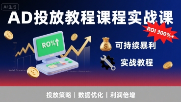 AD投放教程课程实战课，实现广告ROI300%+可持续暴利-副业心选