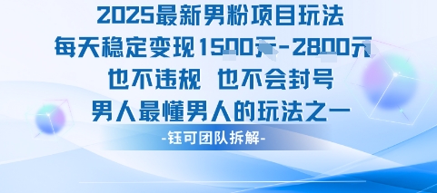 2025最新男粉项目玩法每天变现1k+也不违规也不会封号男人最懂男人的玩法-副业心选