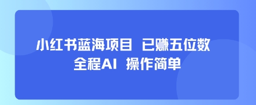 小红书蓝海项目，全程AI，操作简单，已挣五位数-副业心选