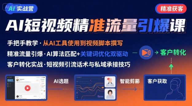 AI+短视频引爆精准客户实战营，手把手教你引爆Ai短视频精准流量-副业心选