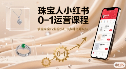 珠宝人小红书0-1运营课程，掌握珠宝行业的小红书多种账号玩法-副业心选