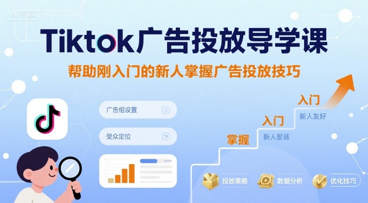 Tiktok广告投放导学课，帮助刚入门的新人掌握广告投放技巧-副业心选