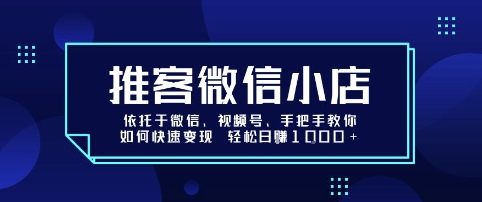 推客微信小店依托于微信、视频号，手把手教你如何快速变现 轻松日入1k+【揭秘】-副业心选