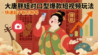 大唐胖妞对口型爆款短视频玩法，快速起千粉万粉号-副业心选
