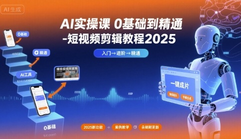 AI实操课0基础到精通-短视频剪辑教程2025 - 副业心选-副业心选