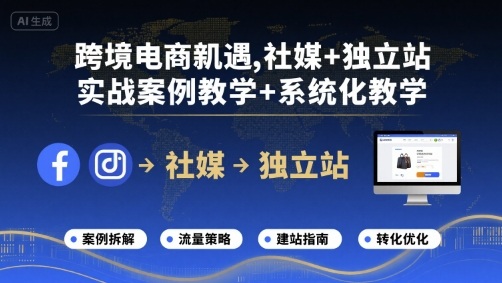跨境电商新机遇，社媒+独立站，实战案例教学+系统化教学-副业心选
