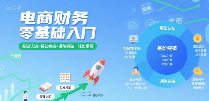 电商财务零基础入门，基础认知+基础实操+进阶突破，轻松掌握-副业心选