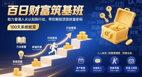 百日财富筑基班，助力普通人从认知到行动，带你解锁顶级财富密码-副业心选