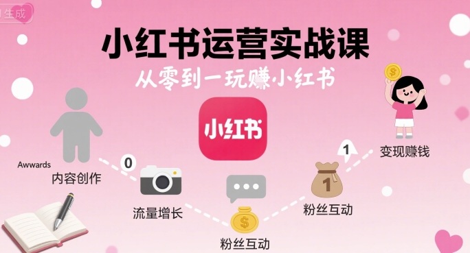 小红书运营实战课，从零到一玩賺小红书-副业心选